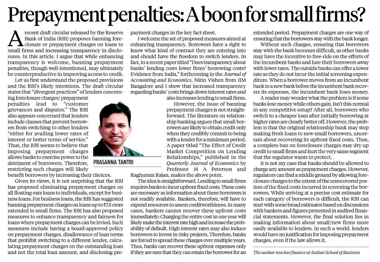 Clipping — Prepayment penalties: A boon for small firms?