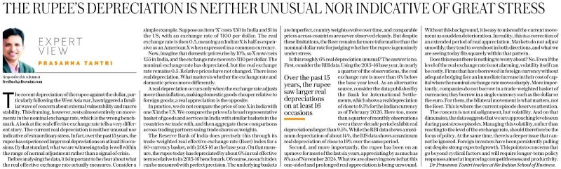 Mint clipping — the rupee's depreciation is neither unusual nor indicative of great stress